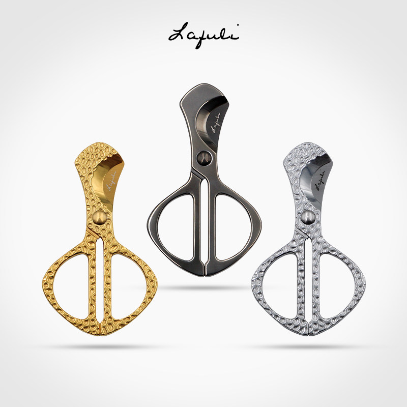 包邮 Lafuli便携雪茄剪刀 全金属锤纹锋利耐用手柄剪刀式雪茄剪