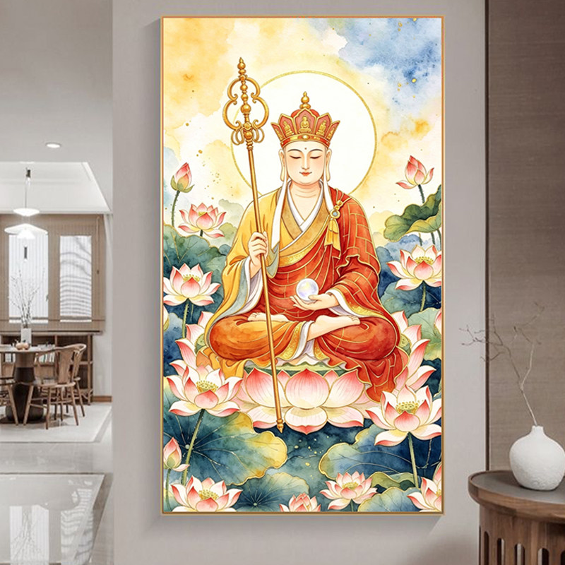 地藏王菩萨十字绣钻石画满钻南无大愿地藏佛像玄关家用供奉挂画