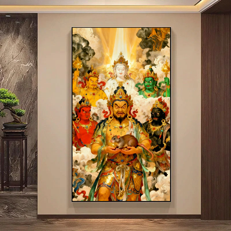 五路财神黄财神十字绣新款线绣家用供奉佛像简单手工钻石画满钻