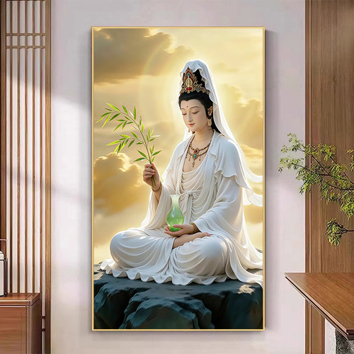 观音菩萨十字绣新款线绣观世音大士佛像家用供奉画像贴全砖钻石画