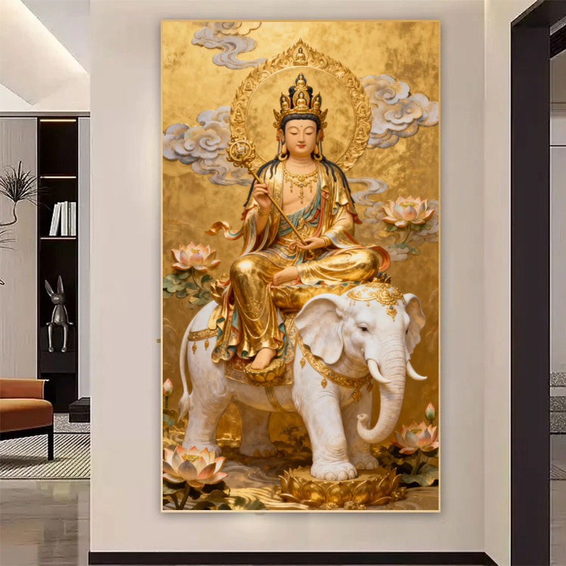 普贤菩萨十字绣2026新款客厅线绣自己绣简单刺绣钻石画满钻佛像