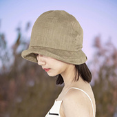 YOUR夏季 新款 亚麻堆堆帽日系轻薄透气渔夫帽小檐卷边出游遮阳盆帽