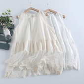 简约清新纯色无袖 夏装 新款 背心甜美打底坎肩森系蕾丝花边拼接吊带