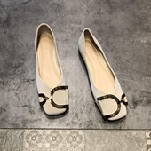 英伦风金属扣方头浅口舒适软底单鞋 平底鞋 时尚 韩版 女 女2026年新款