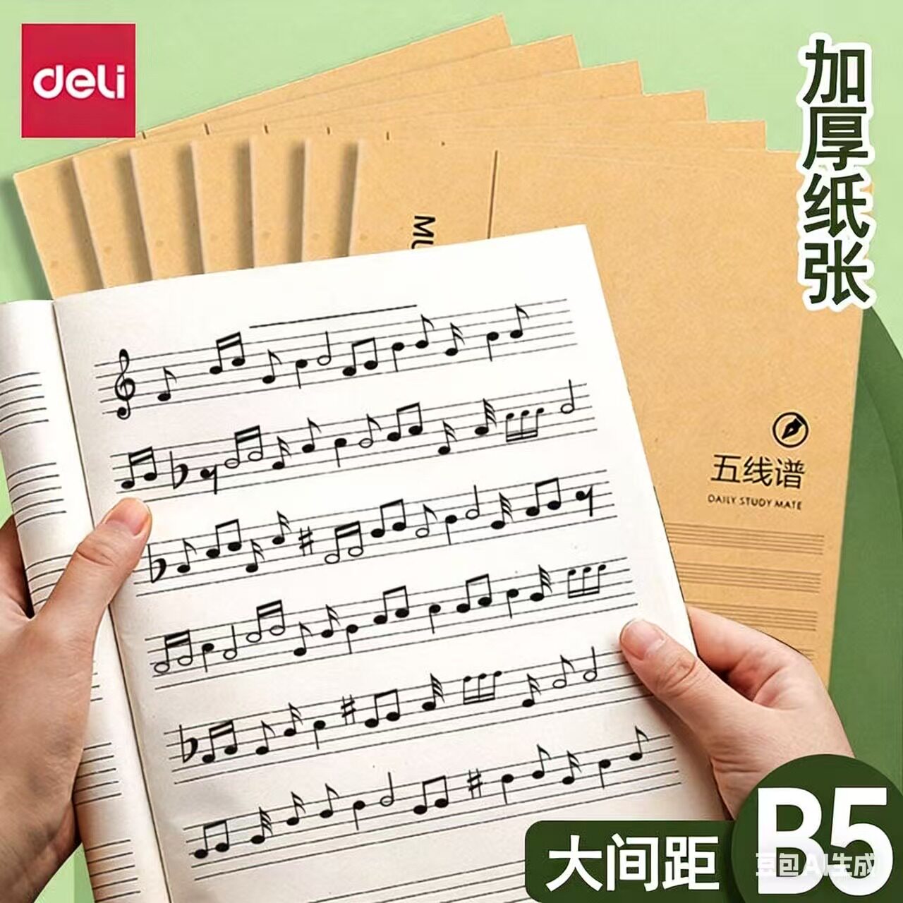 得力五线谱本b5钢琴乐理音乐架子鼓学生大号乐谱练习本子fb550