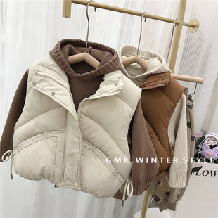 儿童立领棉服马甲冬季女童宽松背心坎肩中小童毛衣湖州织里童装