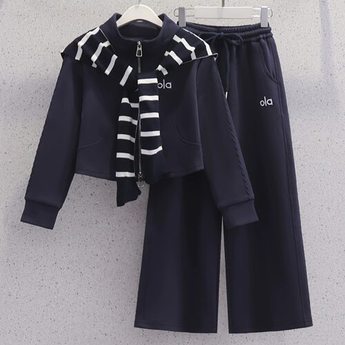 女童披肩卫衣套装秋季百搭新款韩系休闲儿童运动服三件套洋气秋装
