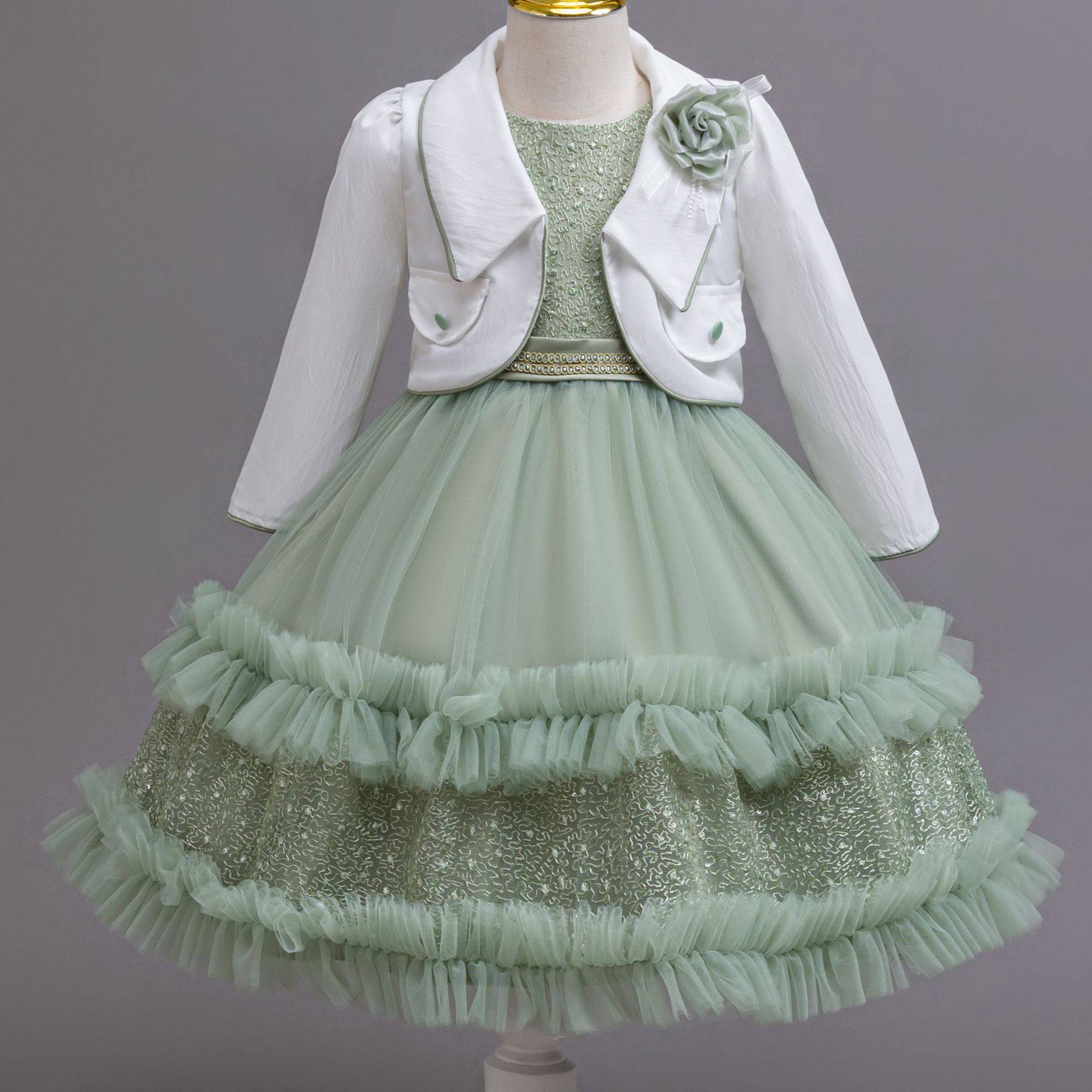 新款洋气套装女童公主裙中长款蛋糕蓬蓬婚纱节日礼服裙kid dress,童装/婴儿装/亲子装,儿童礼服,淘宝优惠券,粉丝福利购,淘宝优惠卷