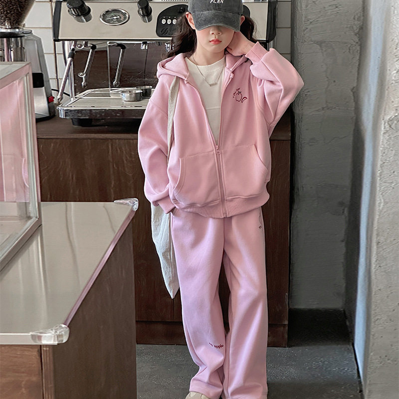 女童春装纯色套装2025新款大童洋气时髦女孩春秋运动连帽卫衣,童装/婴儿装/亲子装,儿童运动套装,淘宝优惠券,粉丝福利购,淘宝优惠卷