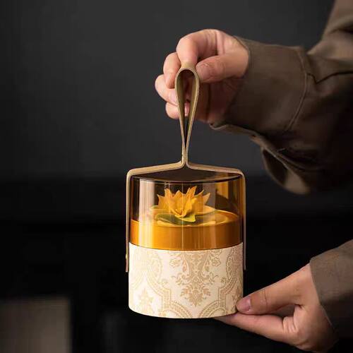 亚克力包装盒小罐茶叶主人杯陶瓷花喜糖盒绿色森系风伴手礼品盒