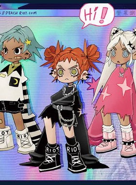 POPMART泡泡玛特 Lil Peach Riot小小叛桃载入中系列盲盒乐队手办