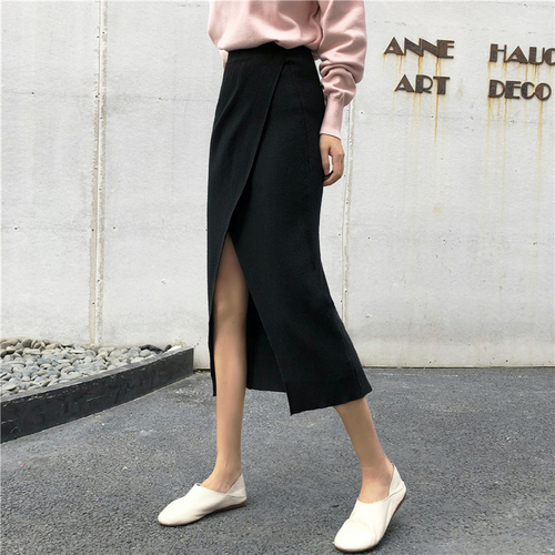 Composition Real-price Baitao Slimming Half-length Skirt Women Knitted Buttock Skirt Straight Cylinder A-shaped Skirt