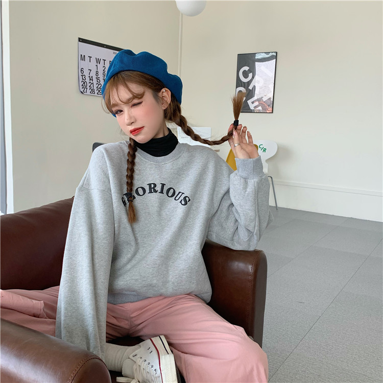 Real shot real price autumn winter Korean design sense stitching fake two high collar Plush sweater