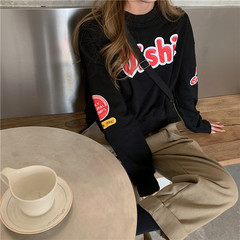 Real price Korean letter printed sweater women's loose top in autumn and winter