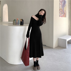 Real price peach blossom lucky day ~ long wool dress over the knee temperament knitting dress