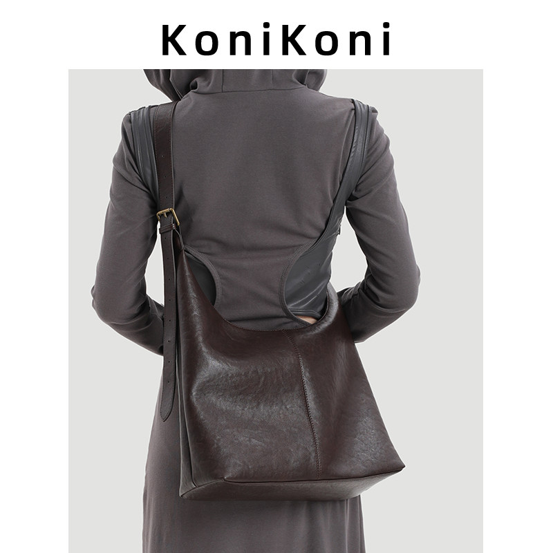 KoniKoni真皮大容量托特包女2026新款超火通勤斜挎包腋下单肩大包
