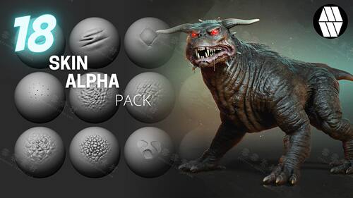 ZBrush动物生物皮肤鳞片笔刷 alpha笔刷Zbrush角色风格化自定义笔