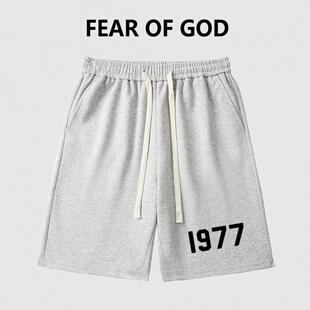 FEAR OF GOD复线ESSENTIALS植绒1977短裤高街宽松休闲五分裤夏