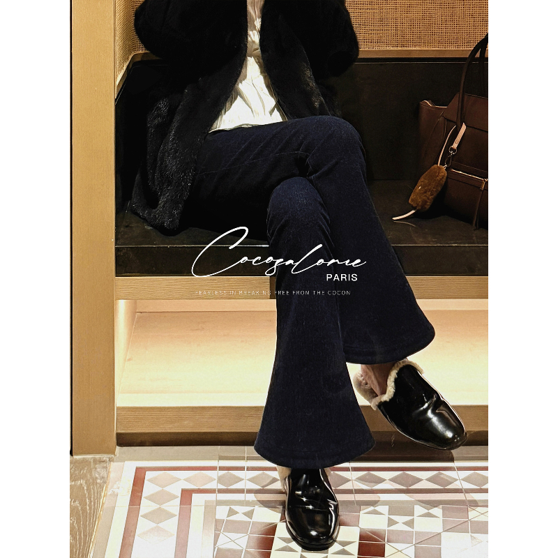 极简风松紧腰休闲百搭喇叭马蹄裤