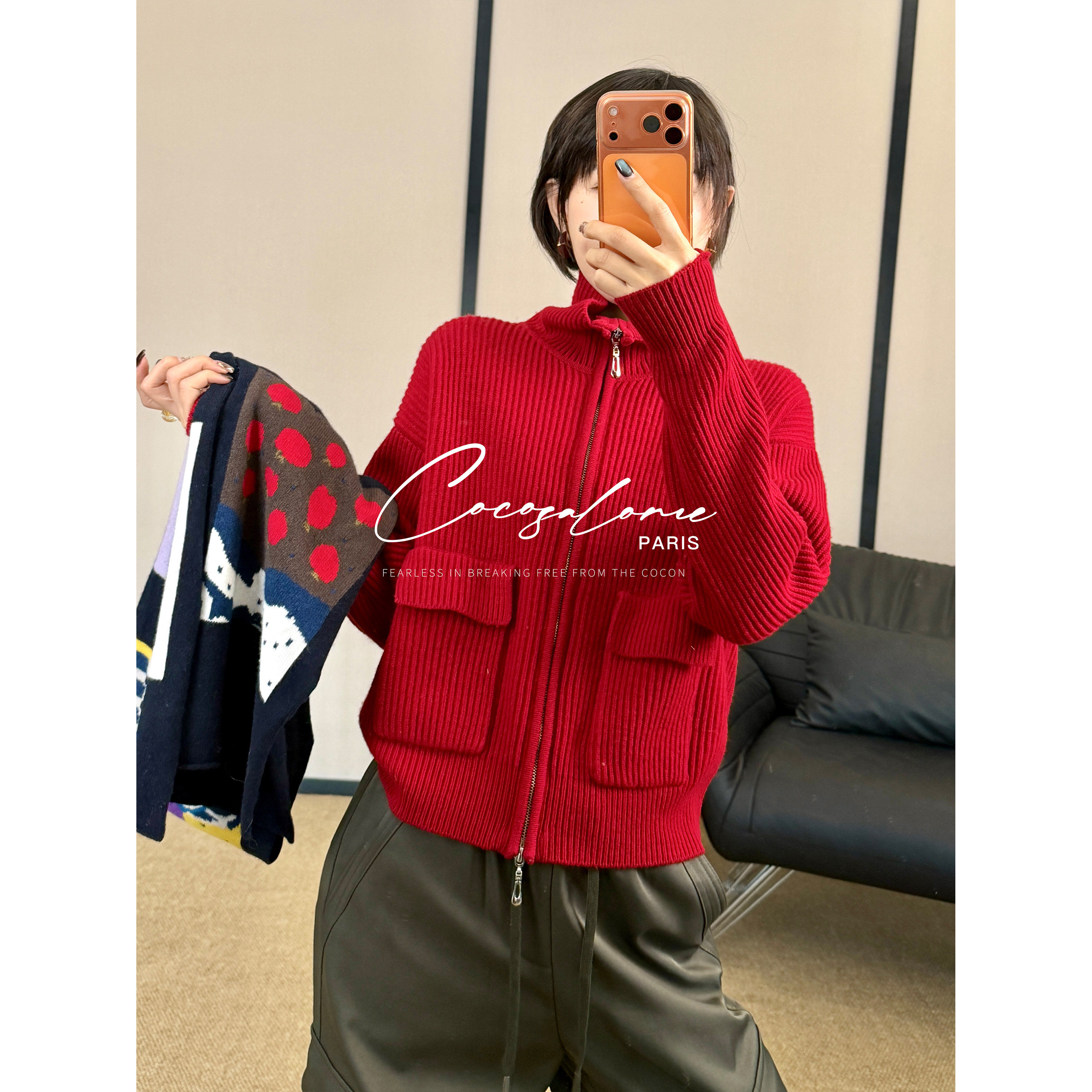 100%绵羊毛加厚保暖休闲针织外套