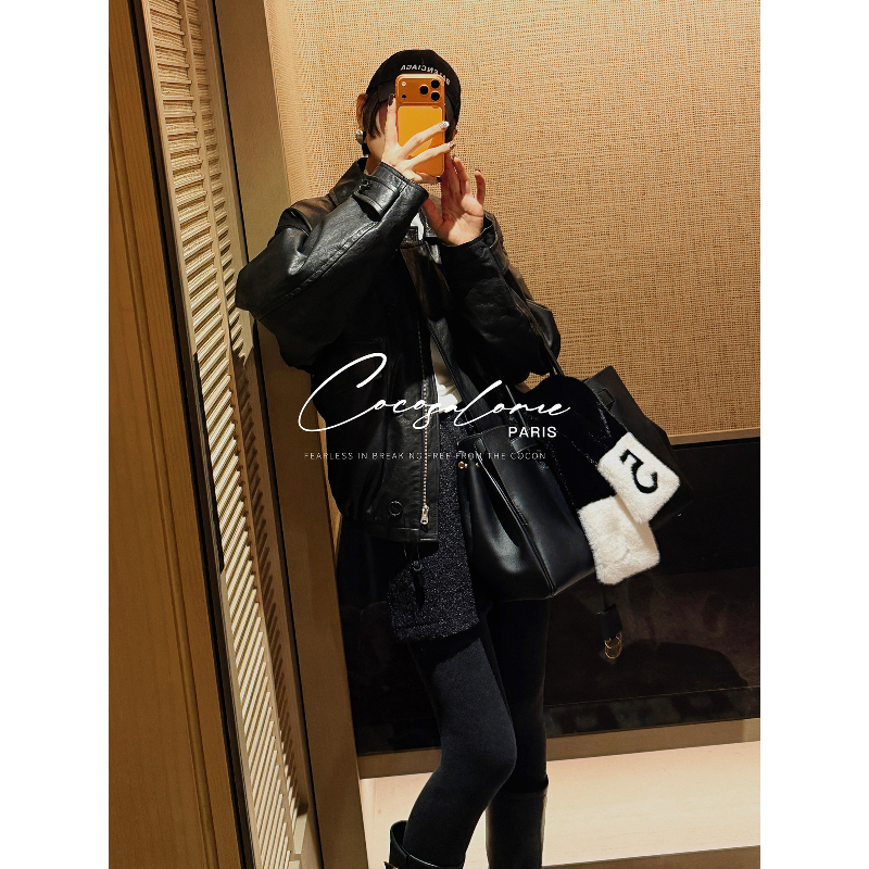 植鞣绵羊皮做旧真皮短款皮衣