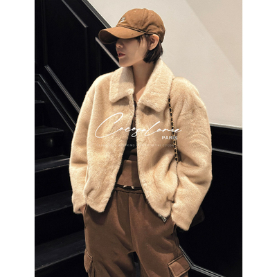 秋冬极简休闲百搭短款绒面外套