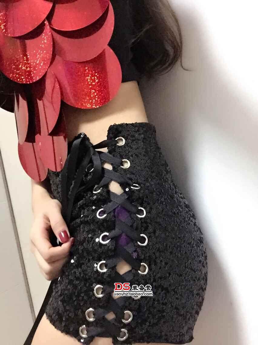 现代性感演出服钢管舞服装夜店女装短裤舞蹈服亮片领舞服ds爵士舞