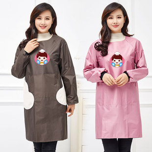 长袖围裙家用厨房防水防油工作服罩衣女夏季2023新款家外围腰做饭