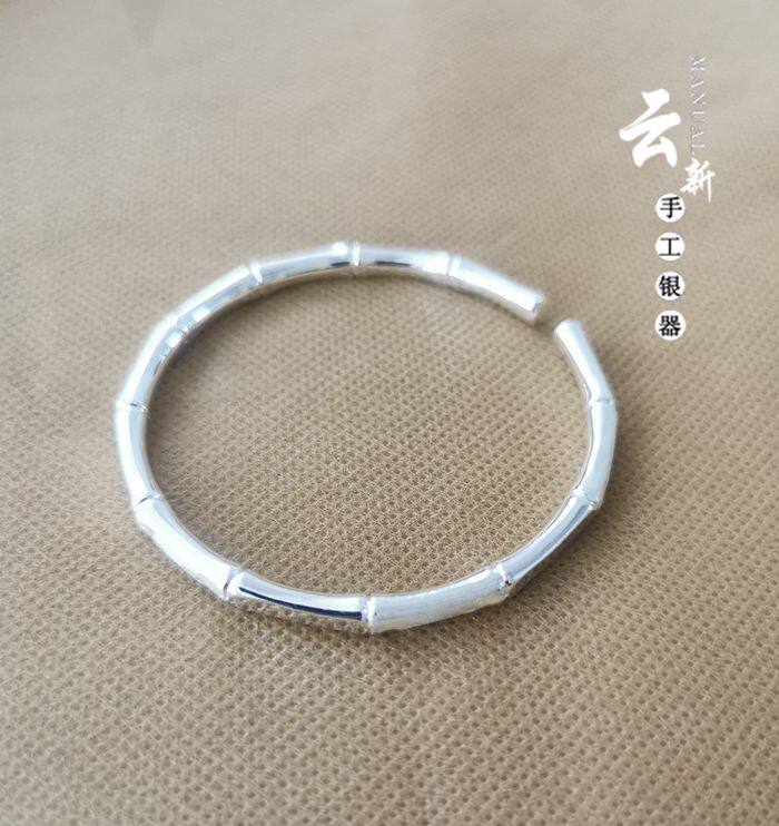 【中国银器第一村】云南大理新华银匠村s999雪花银纯银手镯
