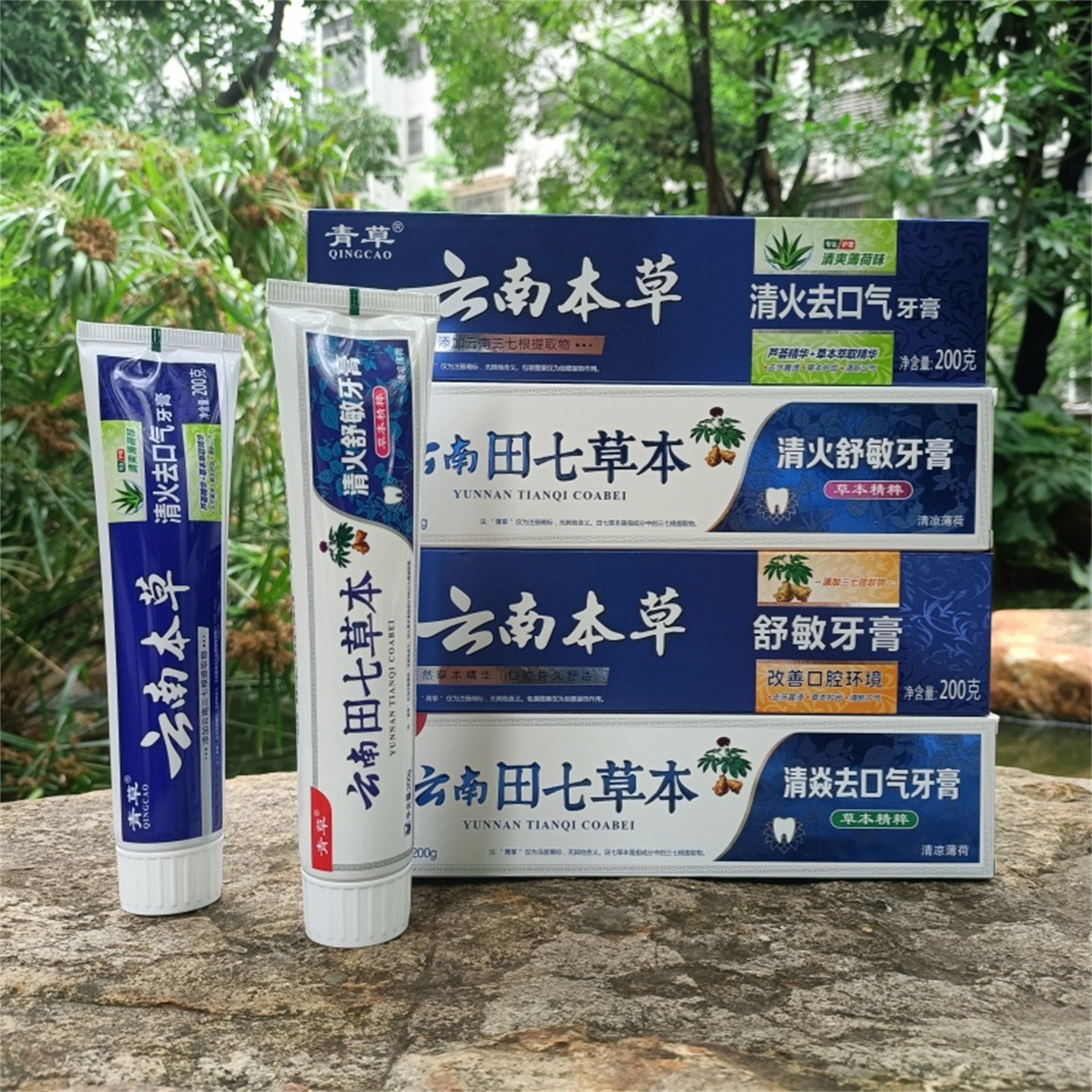 云南田七草本牙膏清火去口气舒敏家用清凉薄荷超白牙膏美白200g