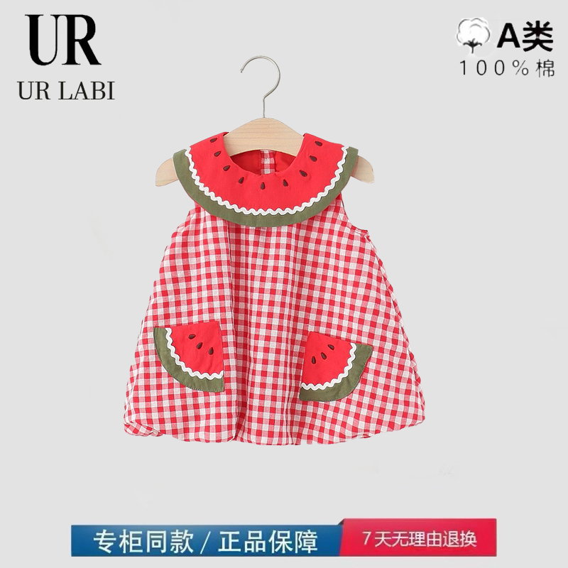 【二折专区】品牌撤柜女童连衣裙夏季公主裙西瓜格子洛丽塔裙子