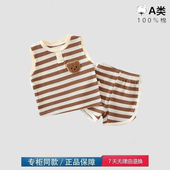 夏季 品牌店撤柜 纯棉短袖 短裤 a类休闲条纹款 宝宝套装 二折专区