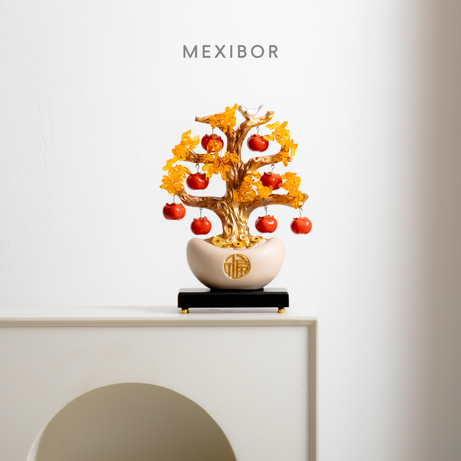 发财树柿柿如意树脂摆件