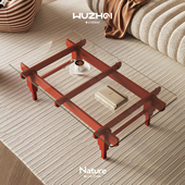 吾宅原创 中古复古茶几世博橡木长形小户型实木钢化玻璃客厅茶台