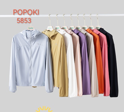 25年POPOKI冰感防晒衣5953女防紫外线薄透气连帽外套速干衣防晒服