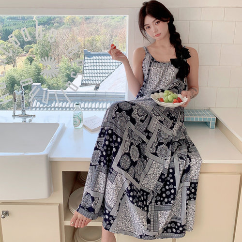 去海边穿的裙子蓝色云南民族风