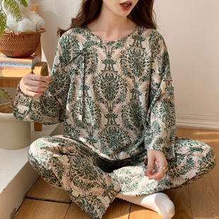 长袖 高级感新中式 棉绸睡衣女春秋季 2024新款 夏天薄 薄款 家居服套装