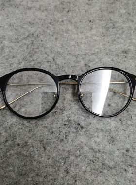 美国采购新品LINDA FARROW复古黑色细边圆框板材中性眼镜架眼镜框