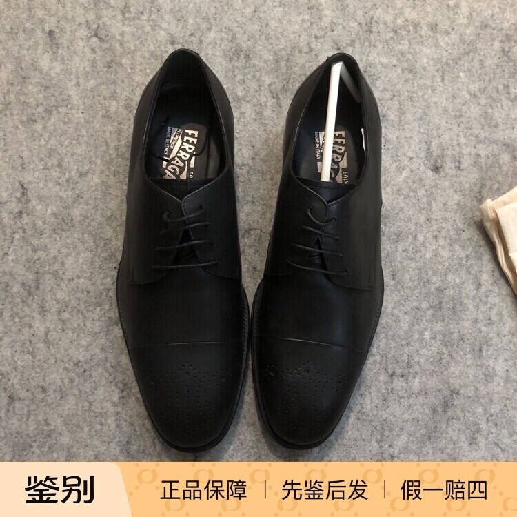 美国Ferragamo菲拉格慕雕花截头男商务正装德比鞋单皮鞋