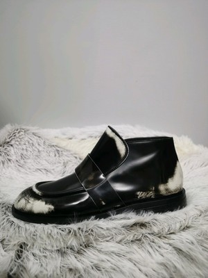 德国采购新品Marsell黑色磨白软皮短筒男切尔西靴踝靴高帮皮鞋