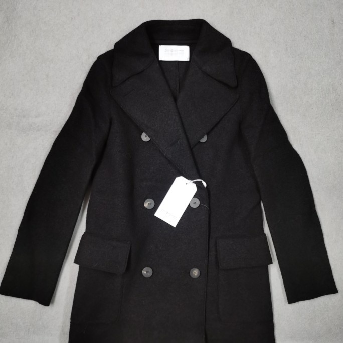 双排扣羊毛呢修身长大衣