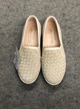 美国采购新品Colehaan沙色麂皮编织面grandpro女平底乐福鞋懒人鞋
