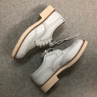 德國采購新品 單皮鞋 Tricker’s白色布洛克雕花中性女士系帶牛津鞋
