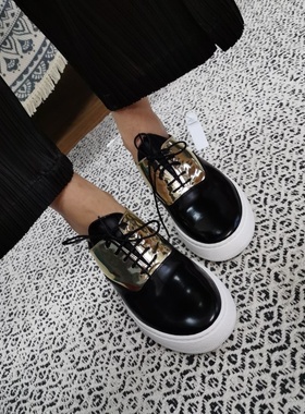 意大利新品PHILLIPE MODEL拼色女圆头深口系带平底板鞋运动休闲鞋