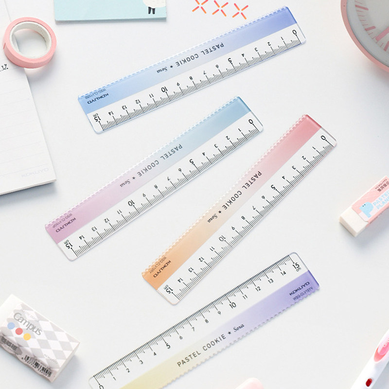 日本15cm波浪线直尺子kokuyo国誉曲线透明小学生数学考试测量晴空