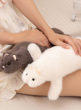 仿真白色小雪貂毛绒玩具貂动物公仔白鼬地仙布偶娃娃儿童生日礼物