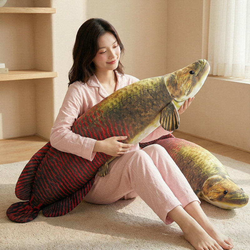 仿真海洋动物鲈鱼公仔毛绒玩偶巨骨蛇鱼海豚布娃娃大号睡觉抱枕女