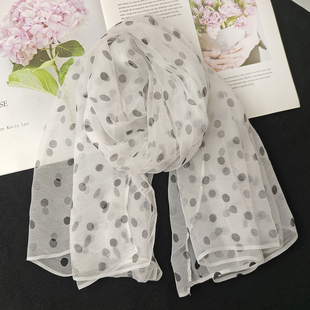 75*100波点春夏季真丝小丝巾女2025新款桑蚕丝薄款围巾护颈小纱巾