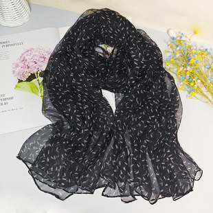 米粒春秋夏季时尚洋气薄款丝巾女士百搭多功能桑蚕丝纱巾真丝围巾