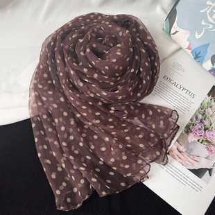 围巾纱巾防晒披肩 法式 波点杭州丝绸真丝桑蚕丝丝巾女四季 百搭薄款